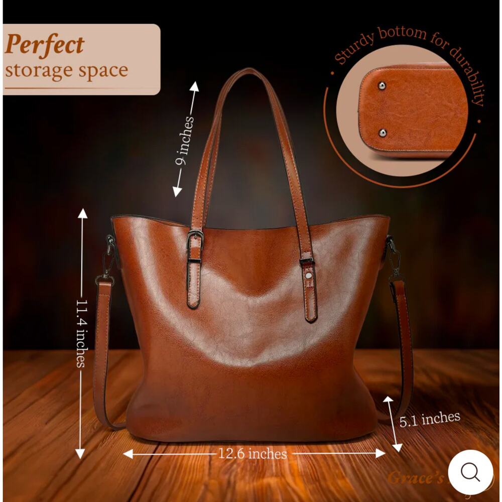 NWOT Faux Leather Tote with Removable Long Strap in Wine - Picture 8 of 8